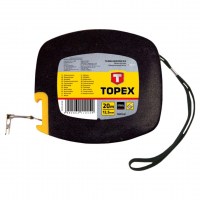taśma miernicza stalowa 20m topex 28C412 obudowa z tworzywa odpornego na uderzenia taśma zakończona metalowym zaczepem