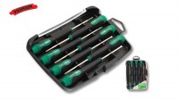 Wkrętaki precyzyjne zestaw 7elementowy stalco S-12406     bimateriałowa obrotowa rękojeść     końcówka płaska 1,5 x 50mm, 2,0 x 50mm, 2,5 x 50mm, 3,0 x 50mm     końcówka PH 000 x 50mm, PH 00 x 50mm, PH 0 x 50mm